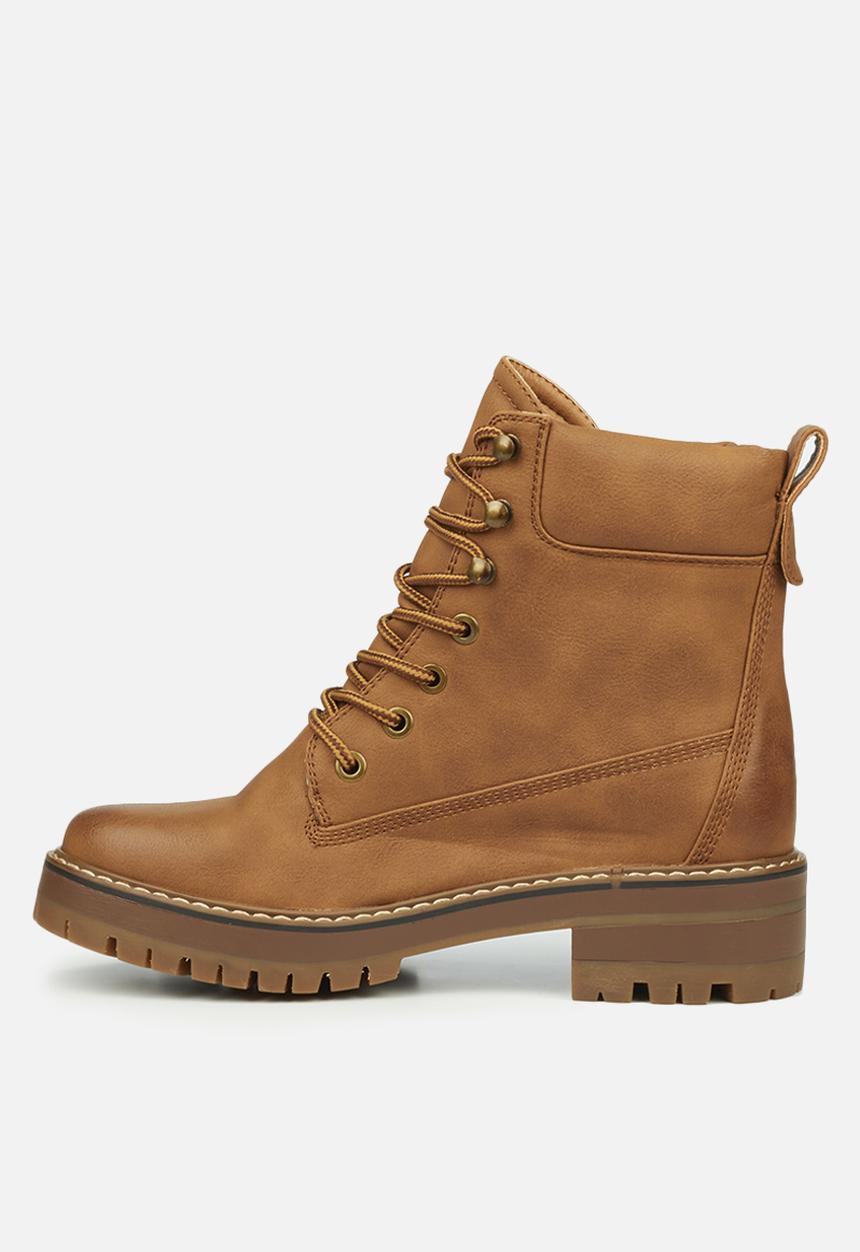 Miss Black - Fox1 lace-up ankle boot - tan