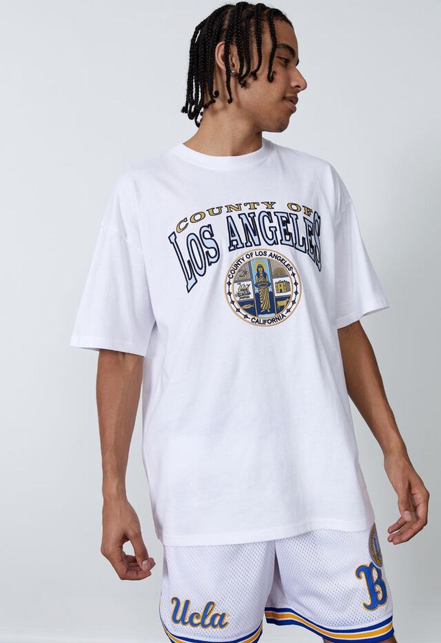 Factorie - Oversized graphic T-shirt - white/los angeles