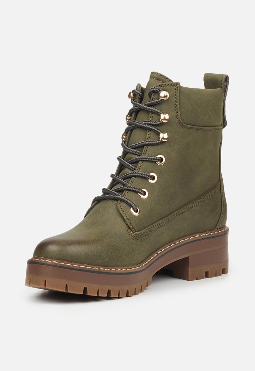 Miss Black - Fox1 lace-up ankle boot - olive
