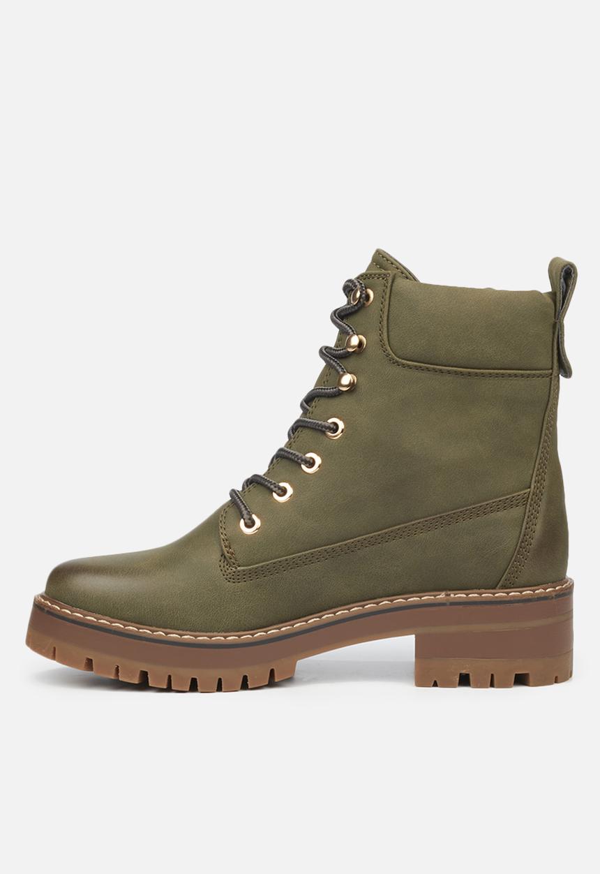 Miss Black - Fox1 lace-up ankle boot - olive