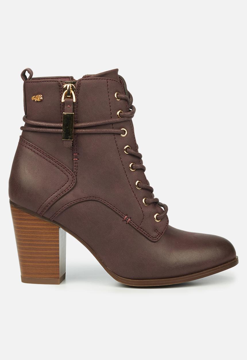 Miss Black - Ahlam2 lace-up ankle boot - burgundy
