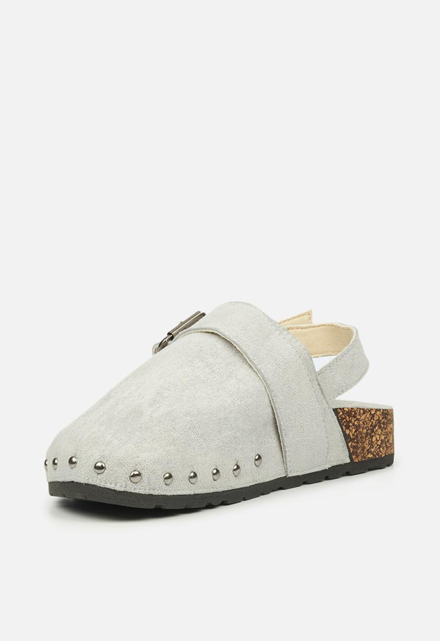 Miss Black - Burq5 slingback clog - grey