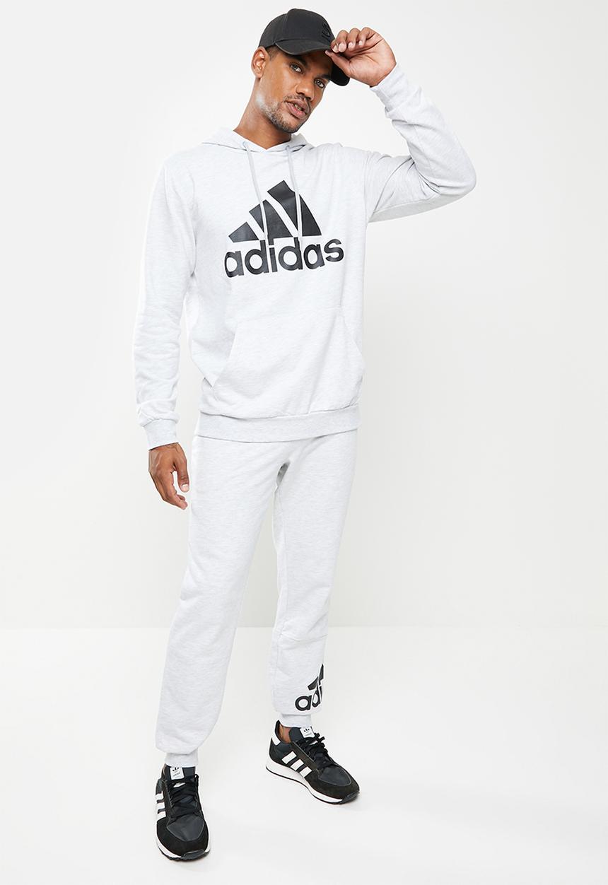 adidas Performance - Big Logo FT Hoodie  - light grey heather
