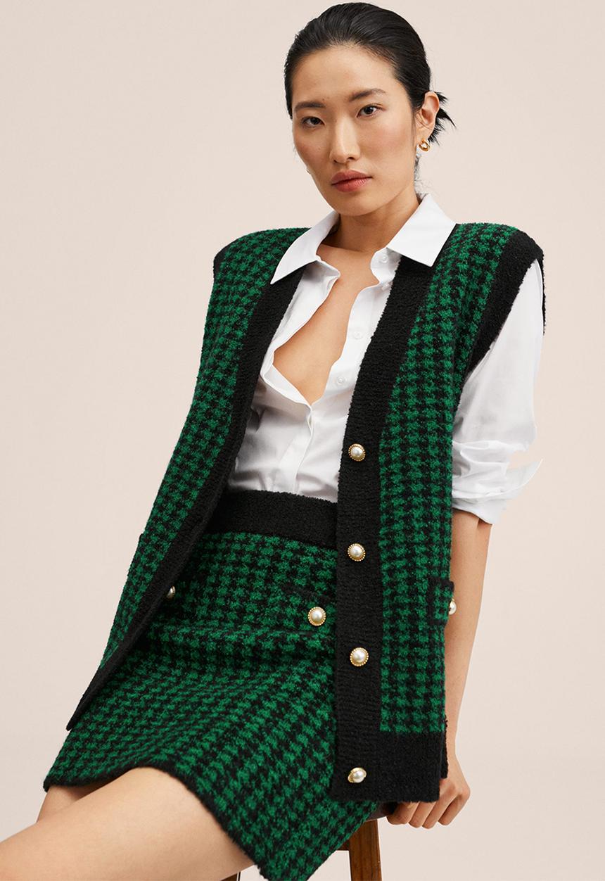 MANGO - Waistcoat patri - green