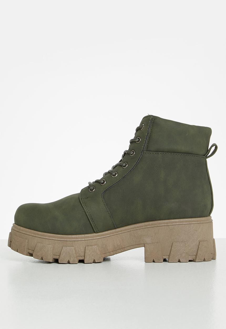 Seduction - Chunky lug sole hiking boot - olive