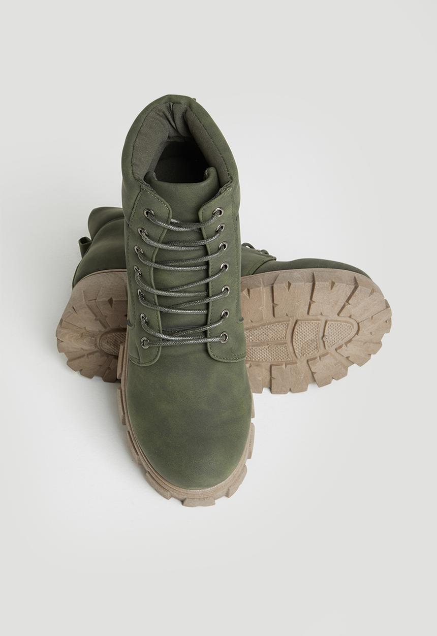 Seduction - Chunky lug sole hiking boot - olive