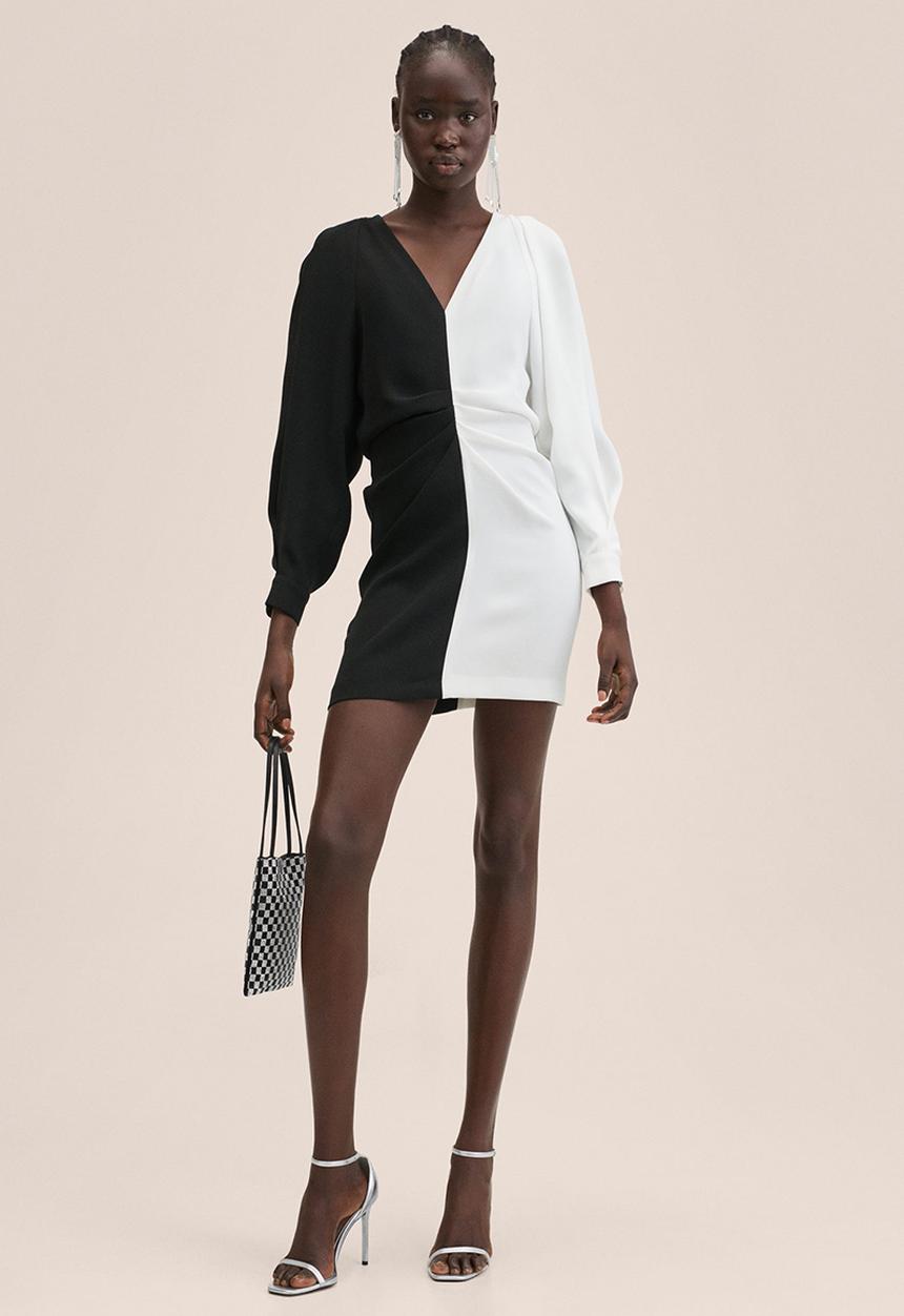 MANGO - Dress taki - black & white