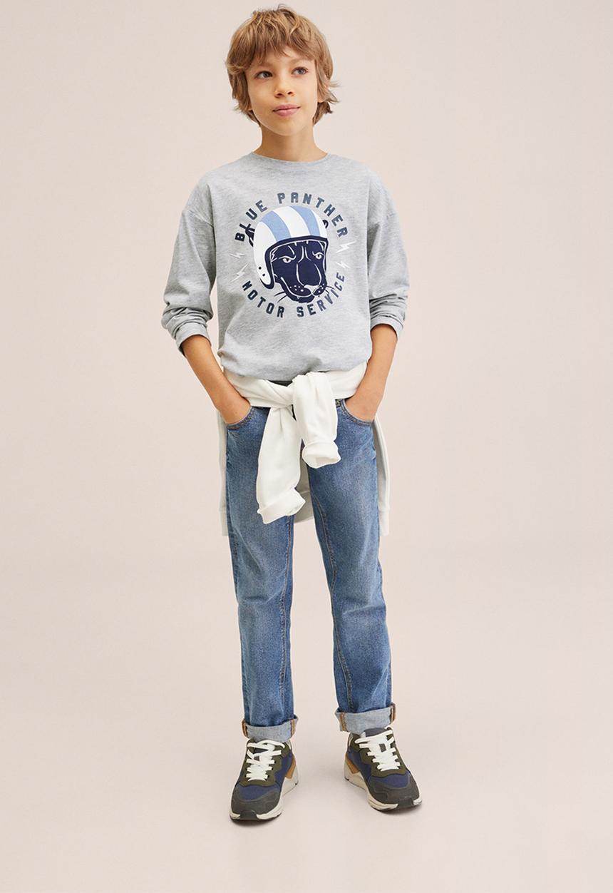 MANGO - T-shirt panther  - grey