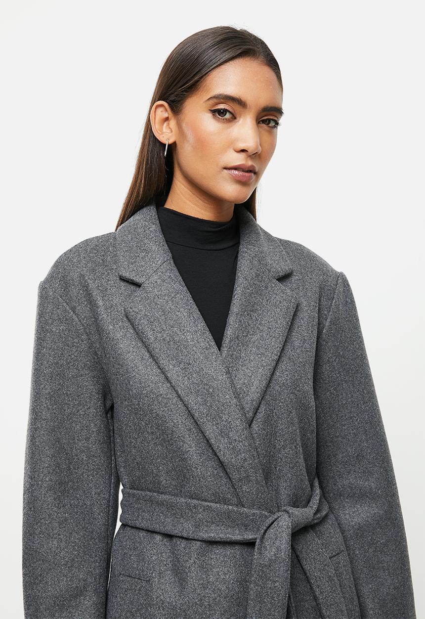 ONLY - Trillion belt x-long coatigan - grey