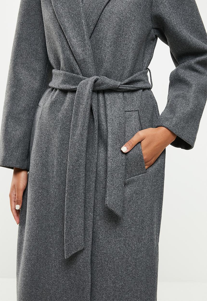 ONLY - Trillion belt x-long coatigan - grey