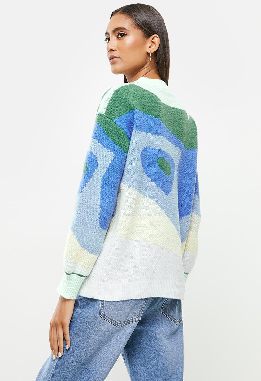 dailyfriday - Round neck sweater - blue & green