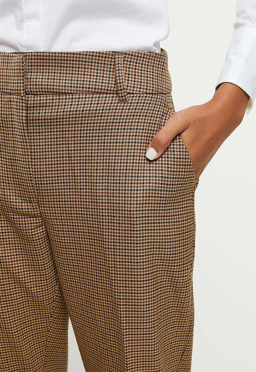 ONLY - Veronica pisa high waist cigarette check pants - tannin