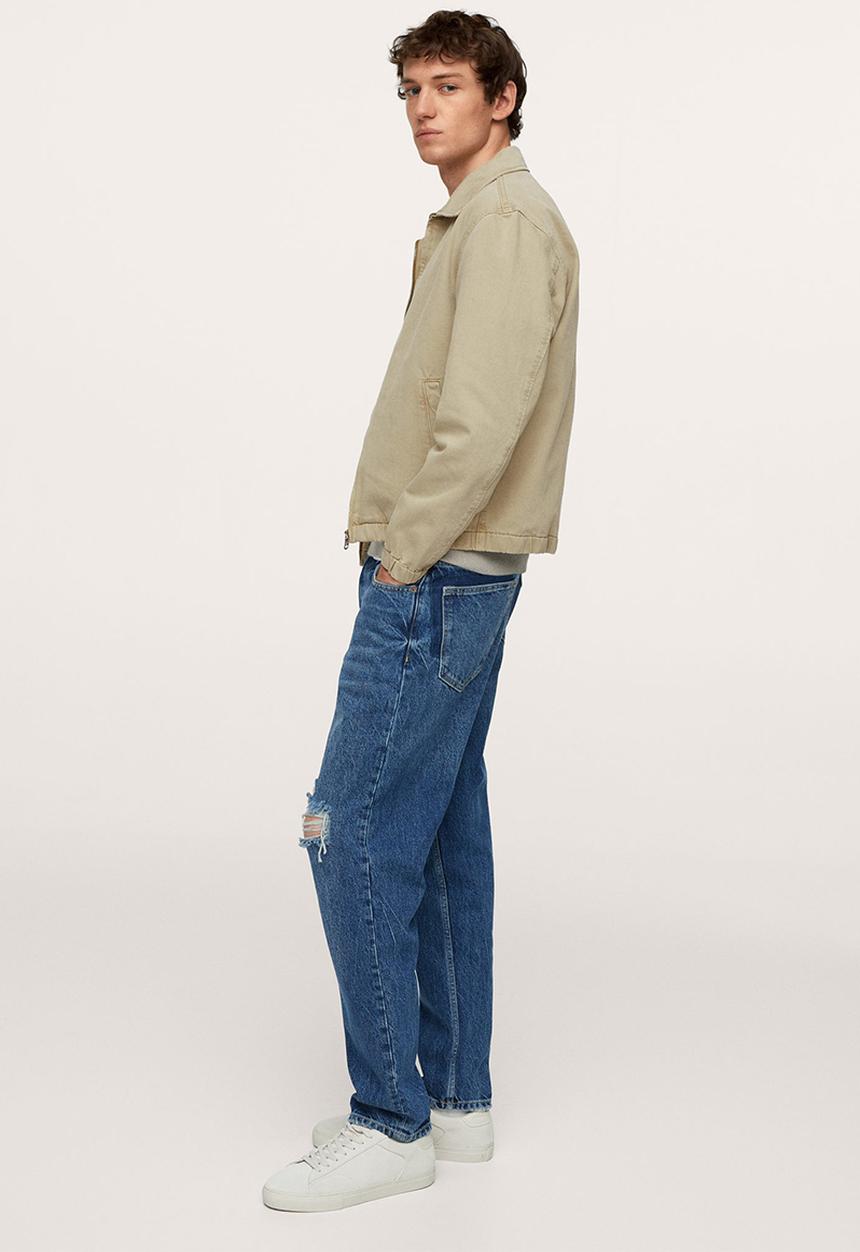 MANGO - Tunez Denim Jacket with zip - light beige
