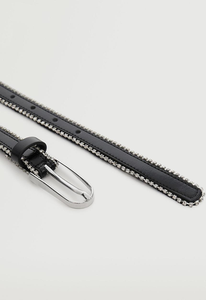 MANGO - Combined strass belt - black