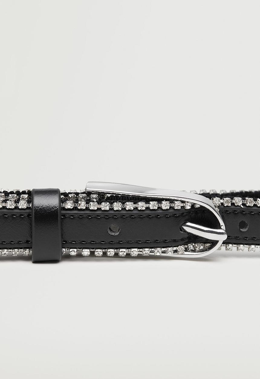 MANGO - Combined strass belt - black