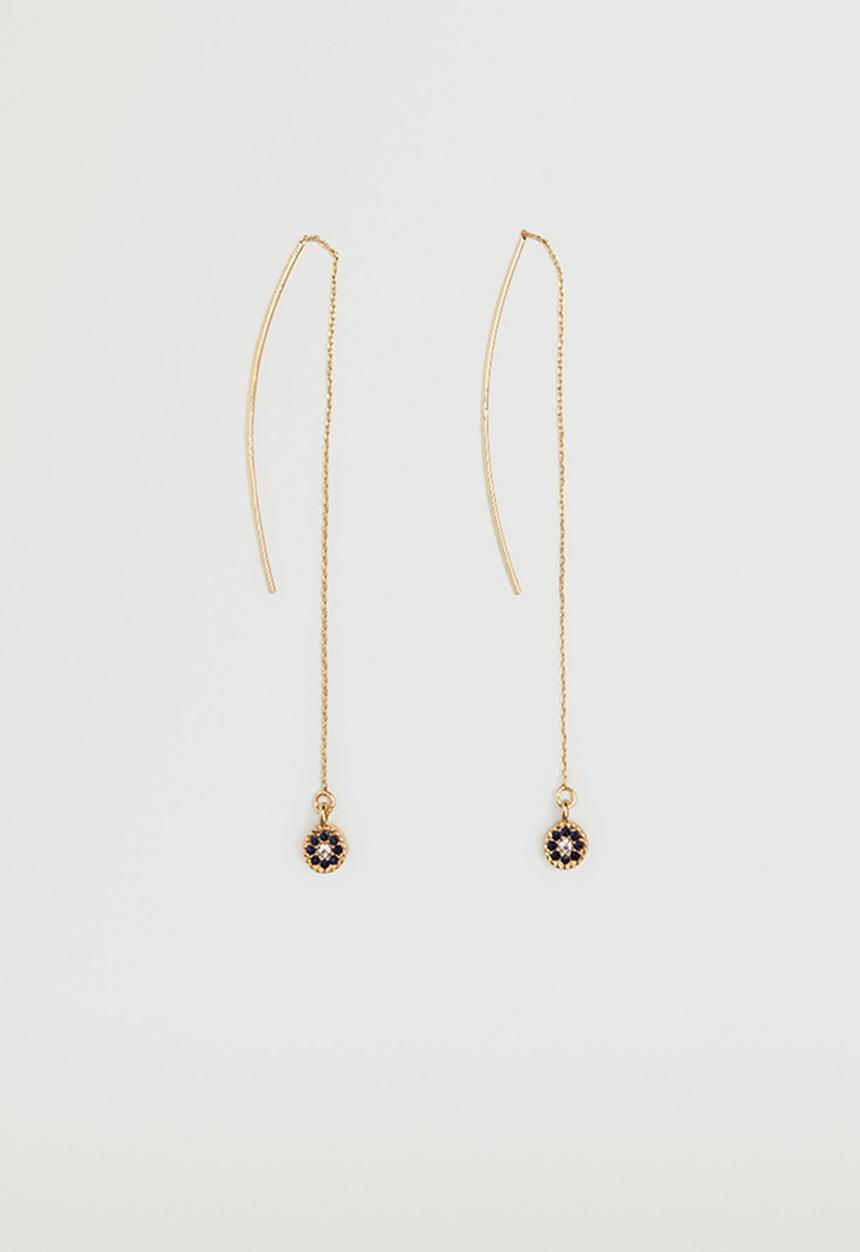 MANGO - Metallic pendants crystal earrings - gold