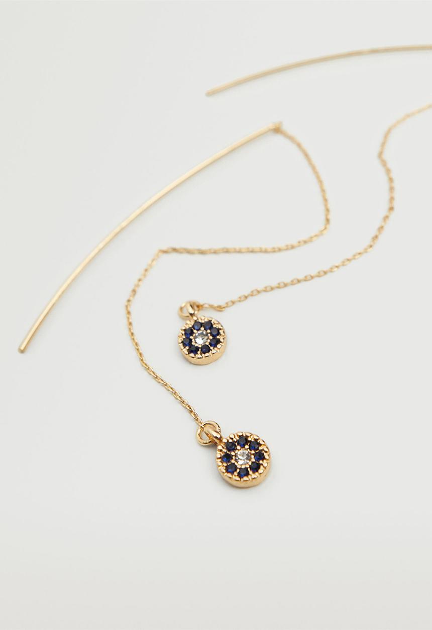 MANGO - Metallic pendants crystal earrings - gold