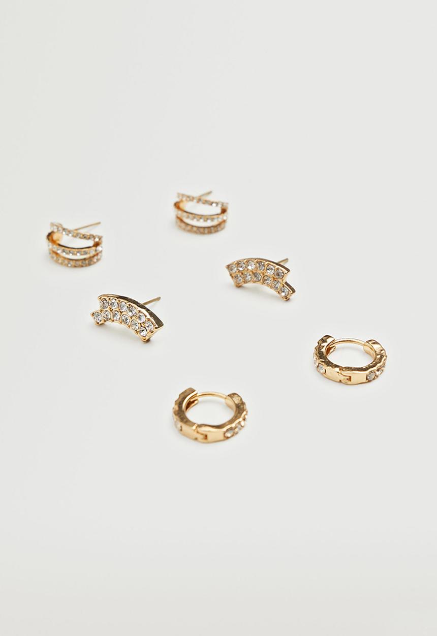 MANGO - Crystal pack earrings - gold