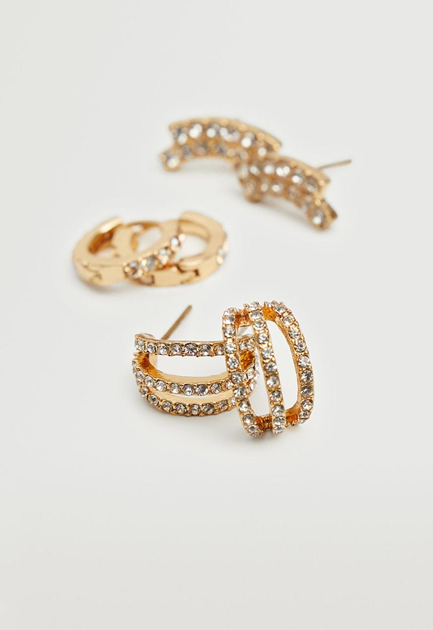 MANGO - Crystal pack earrings - gold
