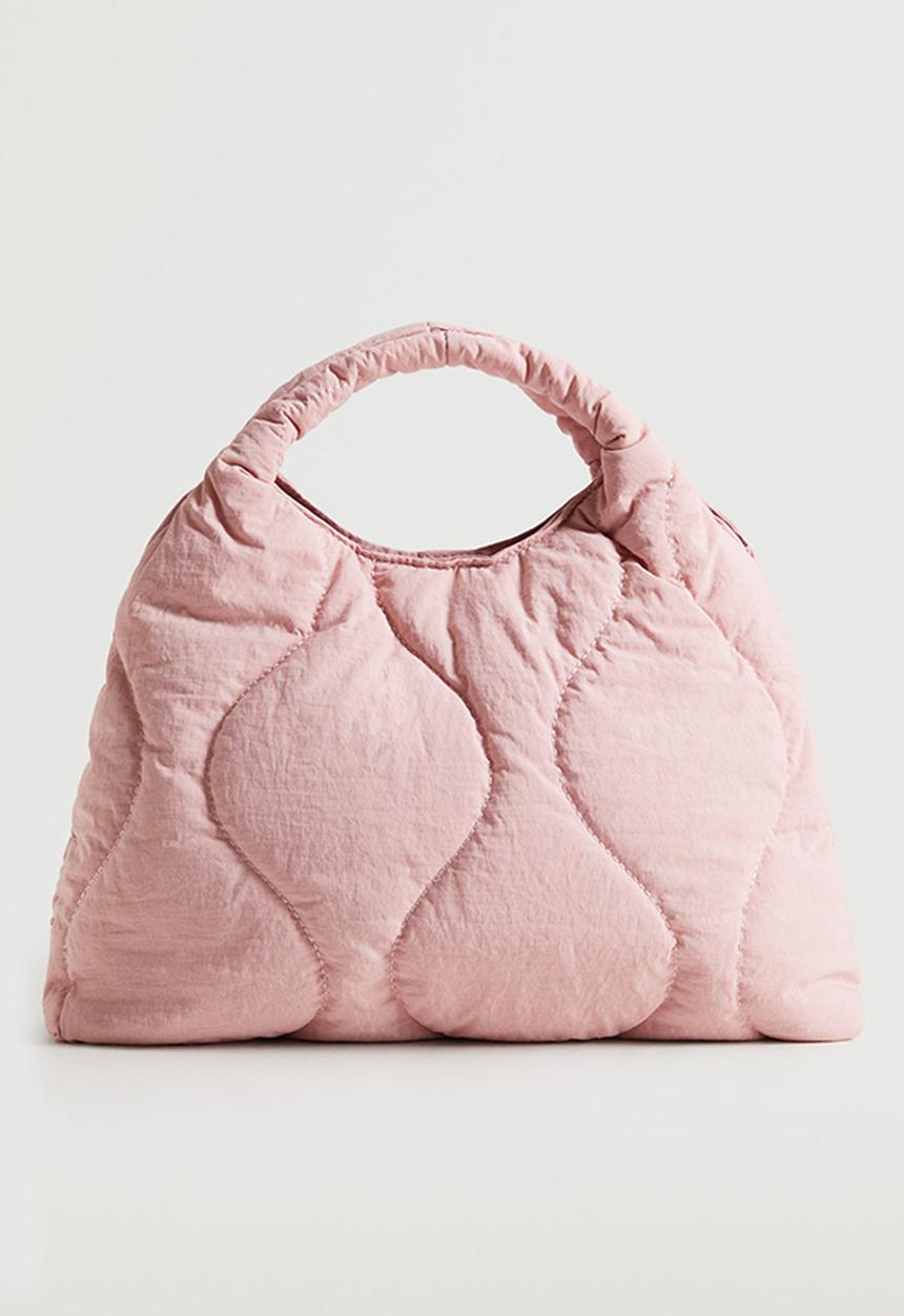 MANGO - Quilted handbag - pastel pink