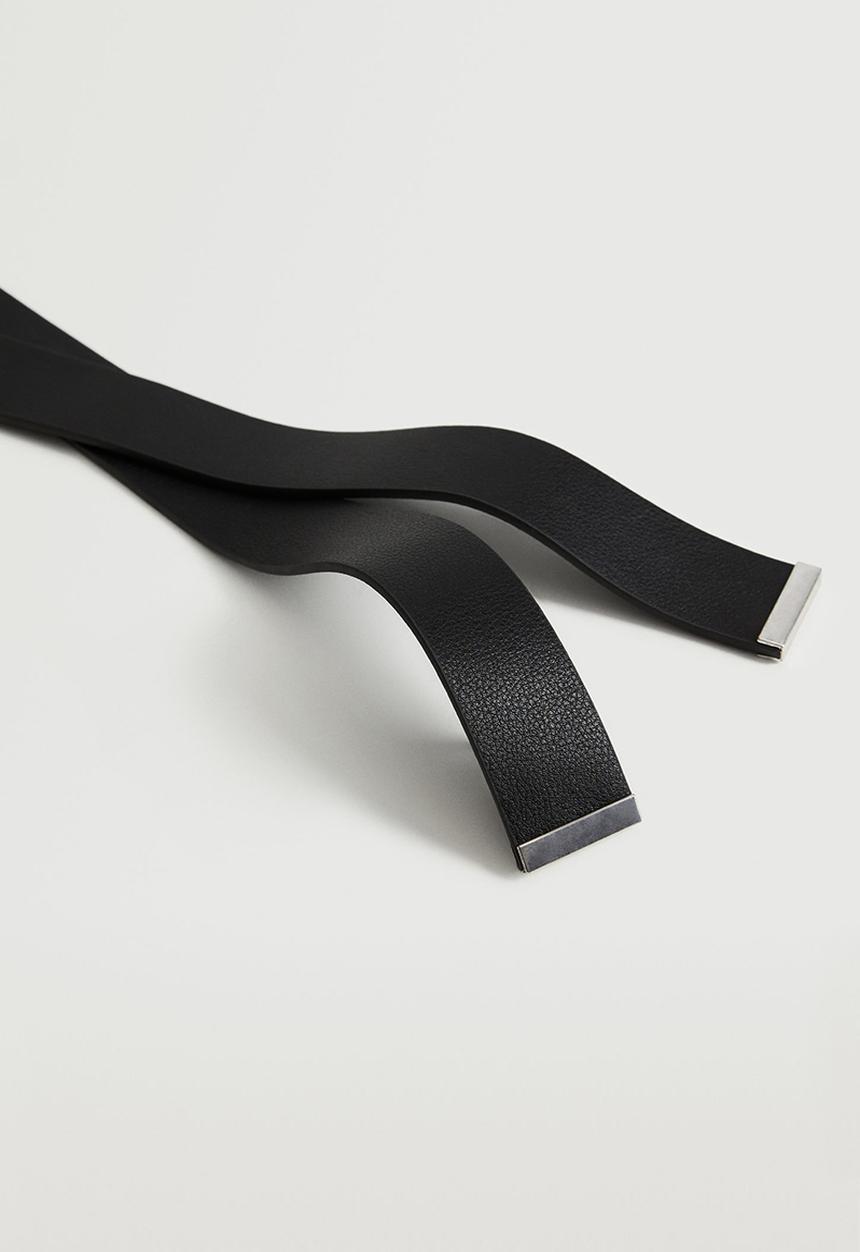 MANGO - Knot leather belt - black