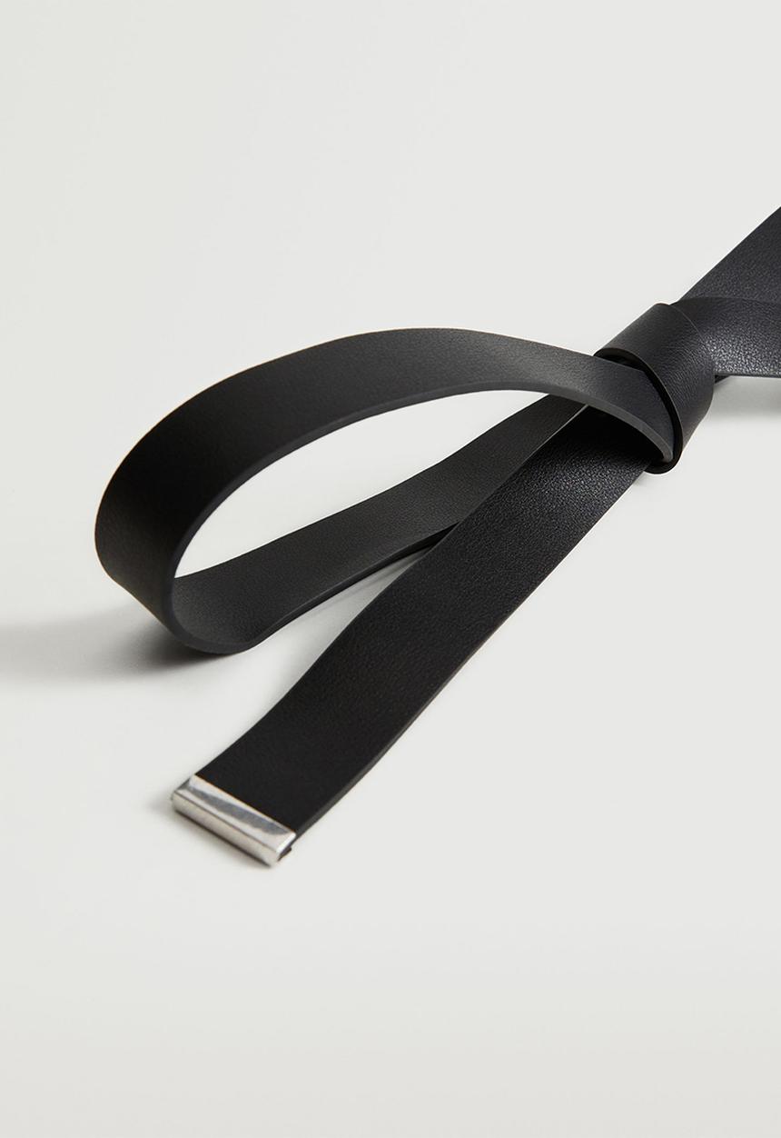 MANGO - Knot leather belt - black