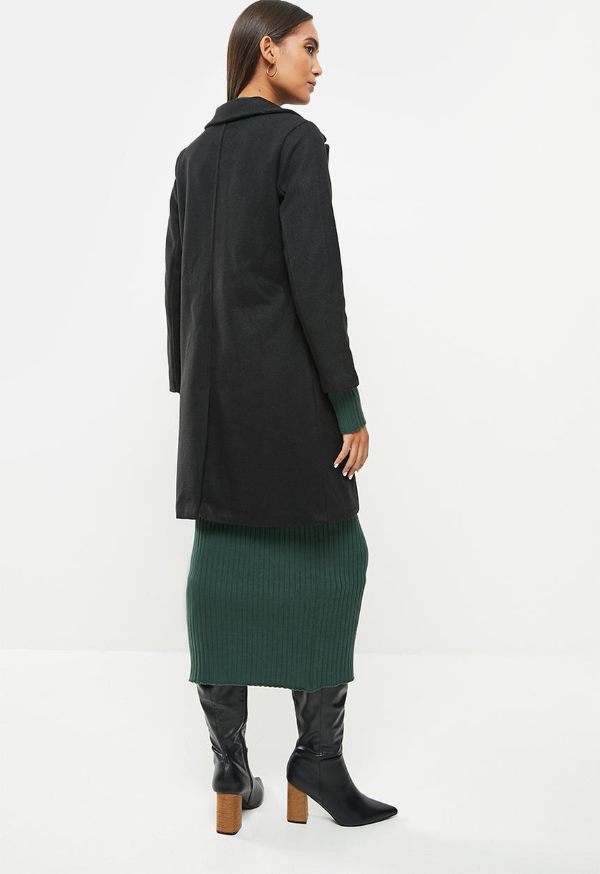 dailyfriday - Collared midi coat - black