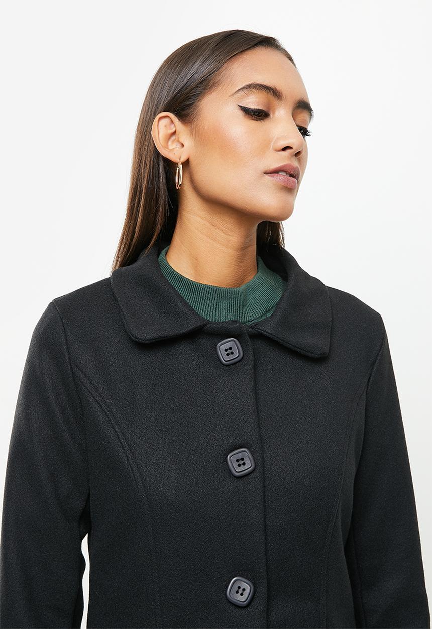 dailyfriday - Collared midi coat - black