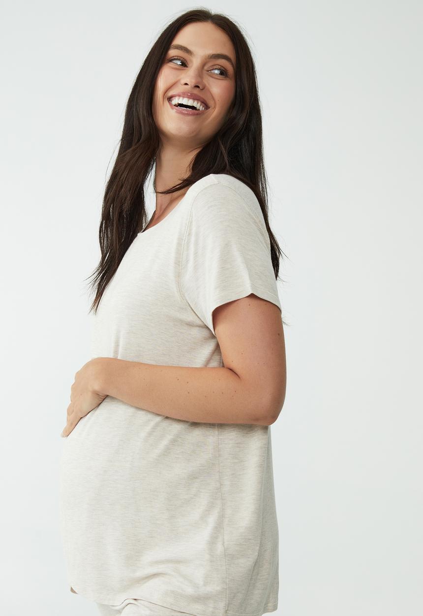 Cotton On - Sleep recovery maternity T-shirt - french oak marle