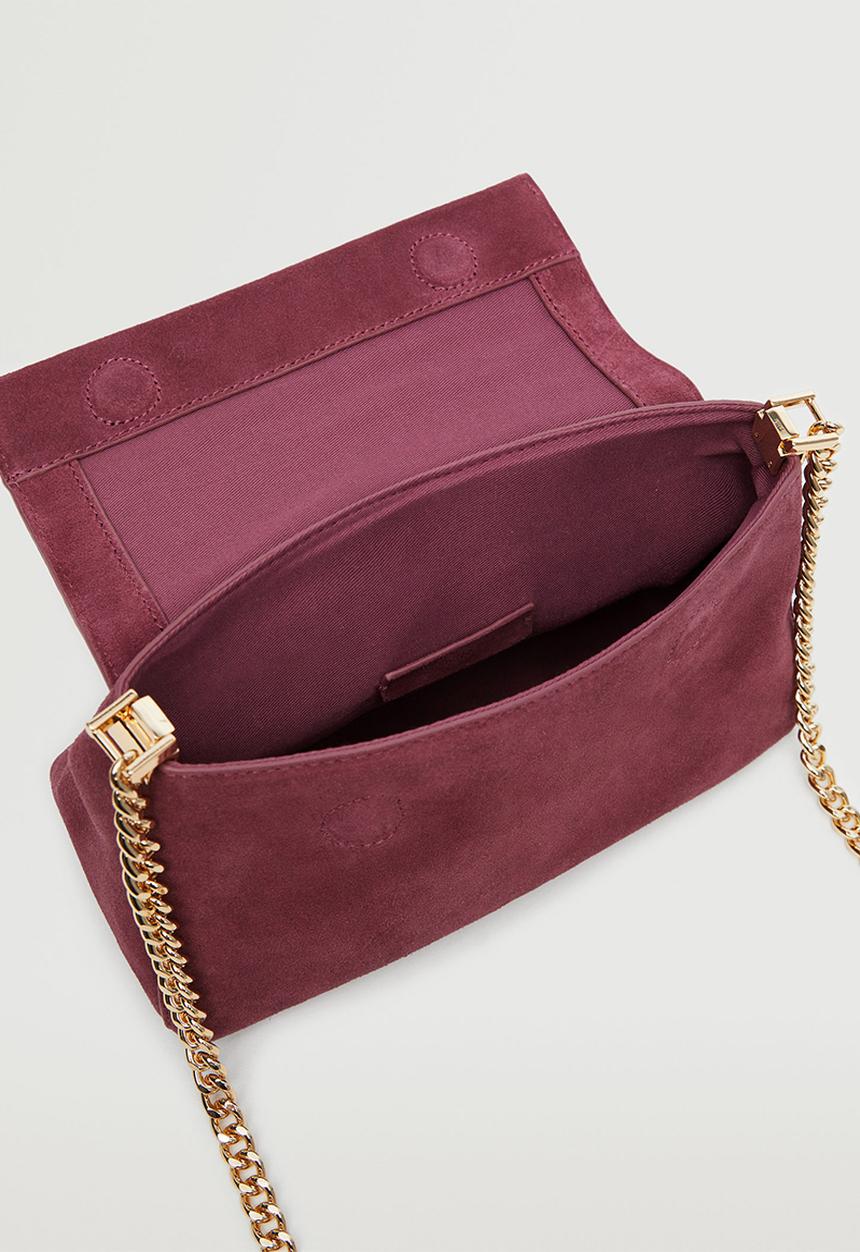 MANGO - Leather shoulder bag - cherry