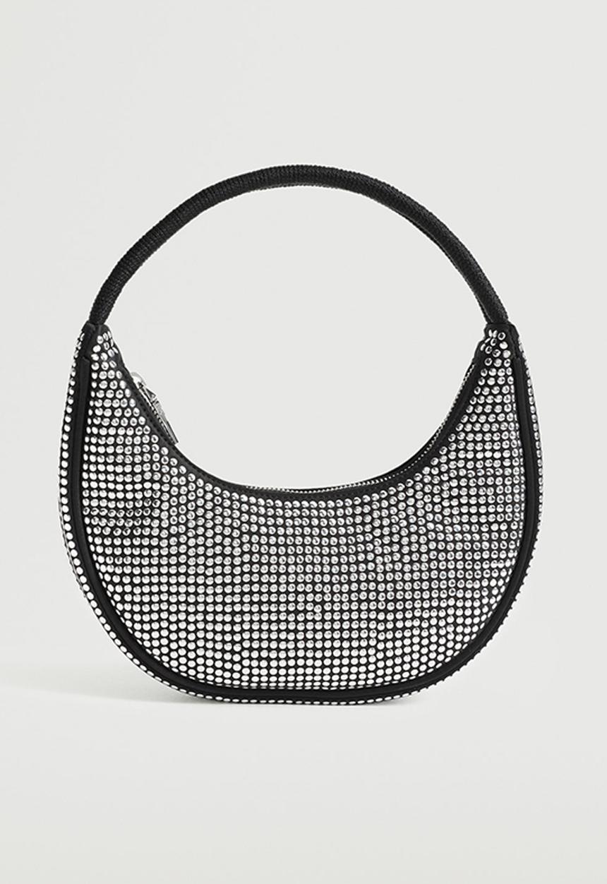 MANGO - Glossy baguette bag - black