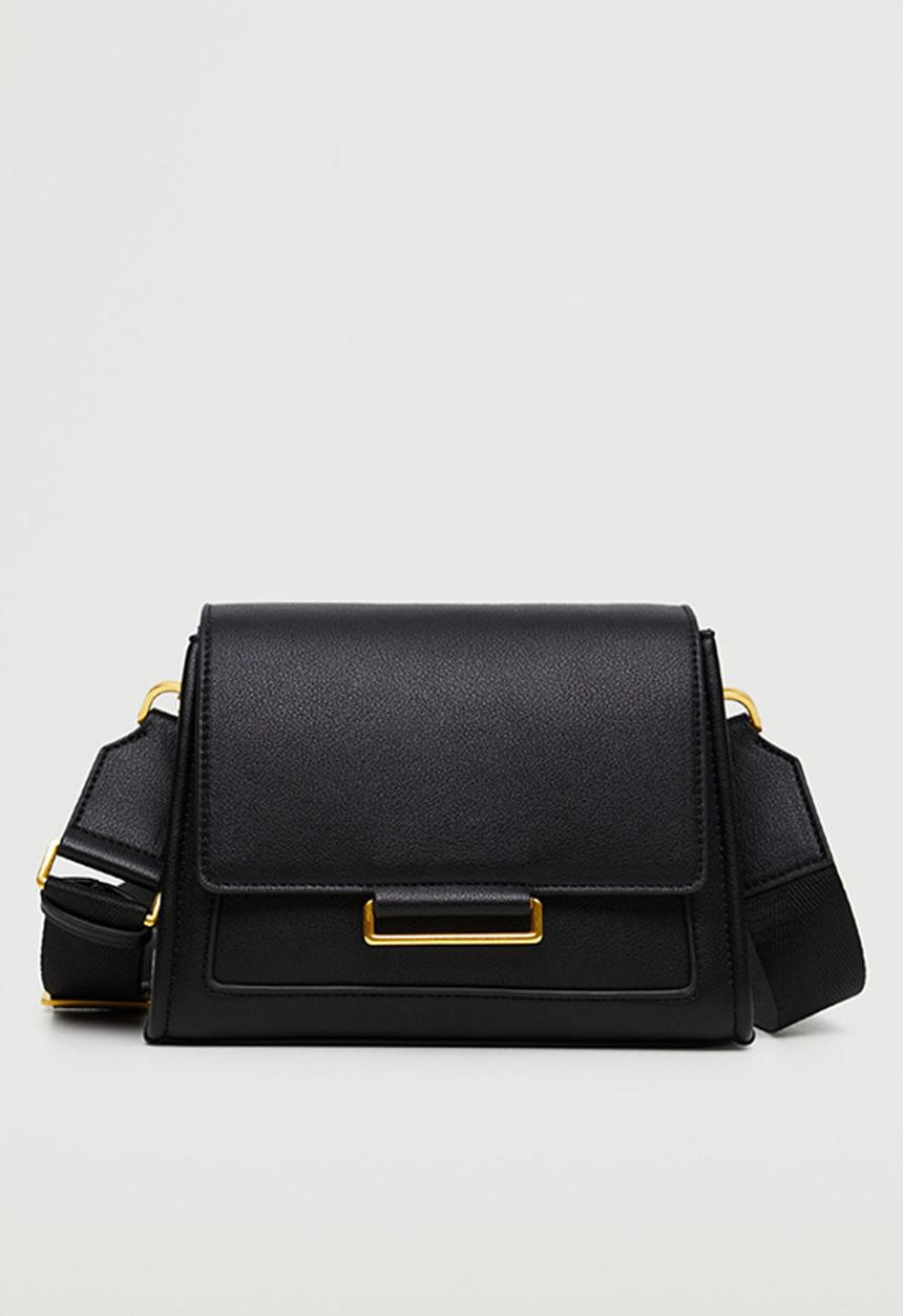 MANGO - Flap cross-body bag - black