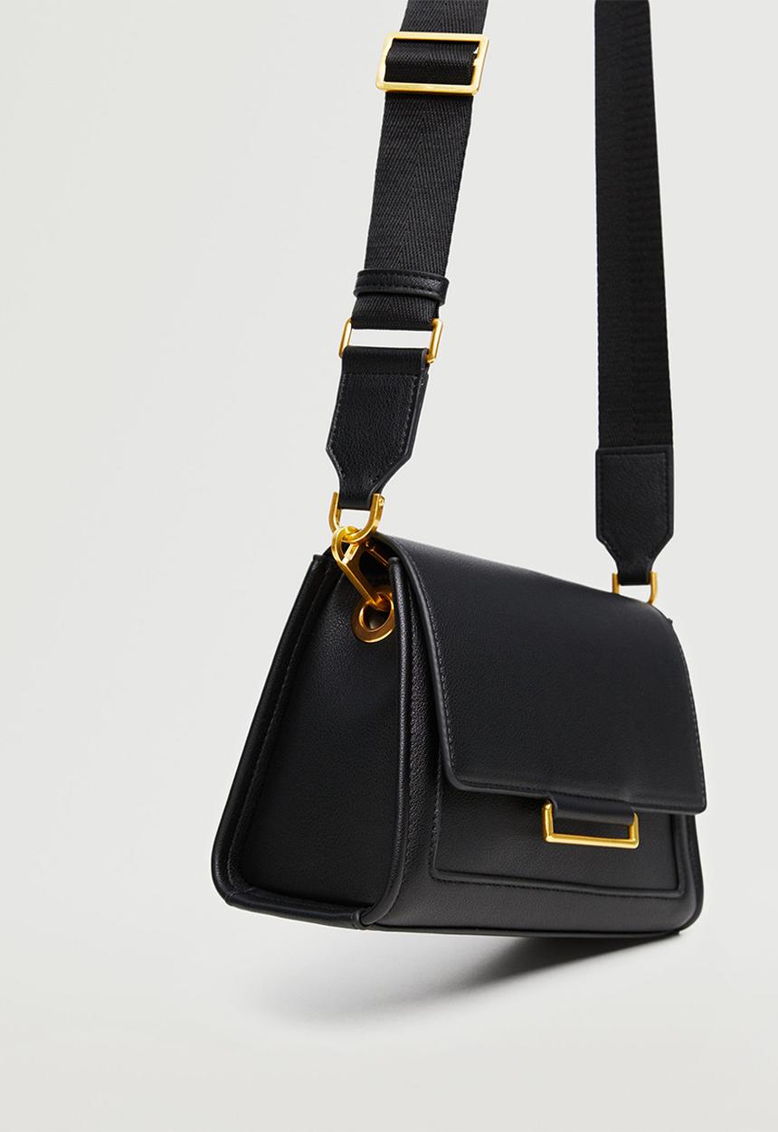 MANGO - Flap cross-body bag - black