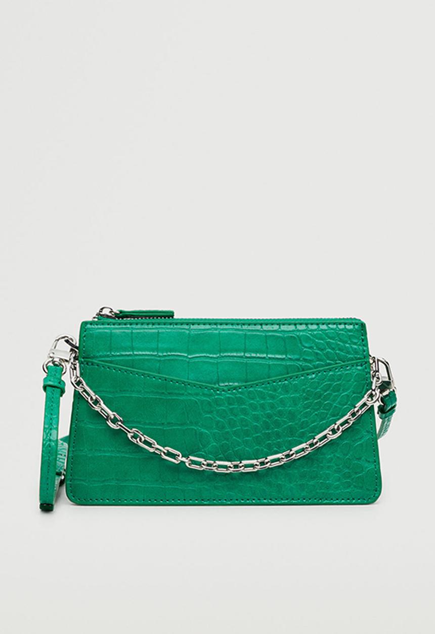 MANGO - Croc-effect cross body bag - green