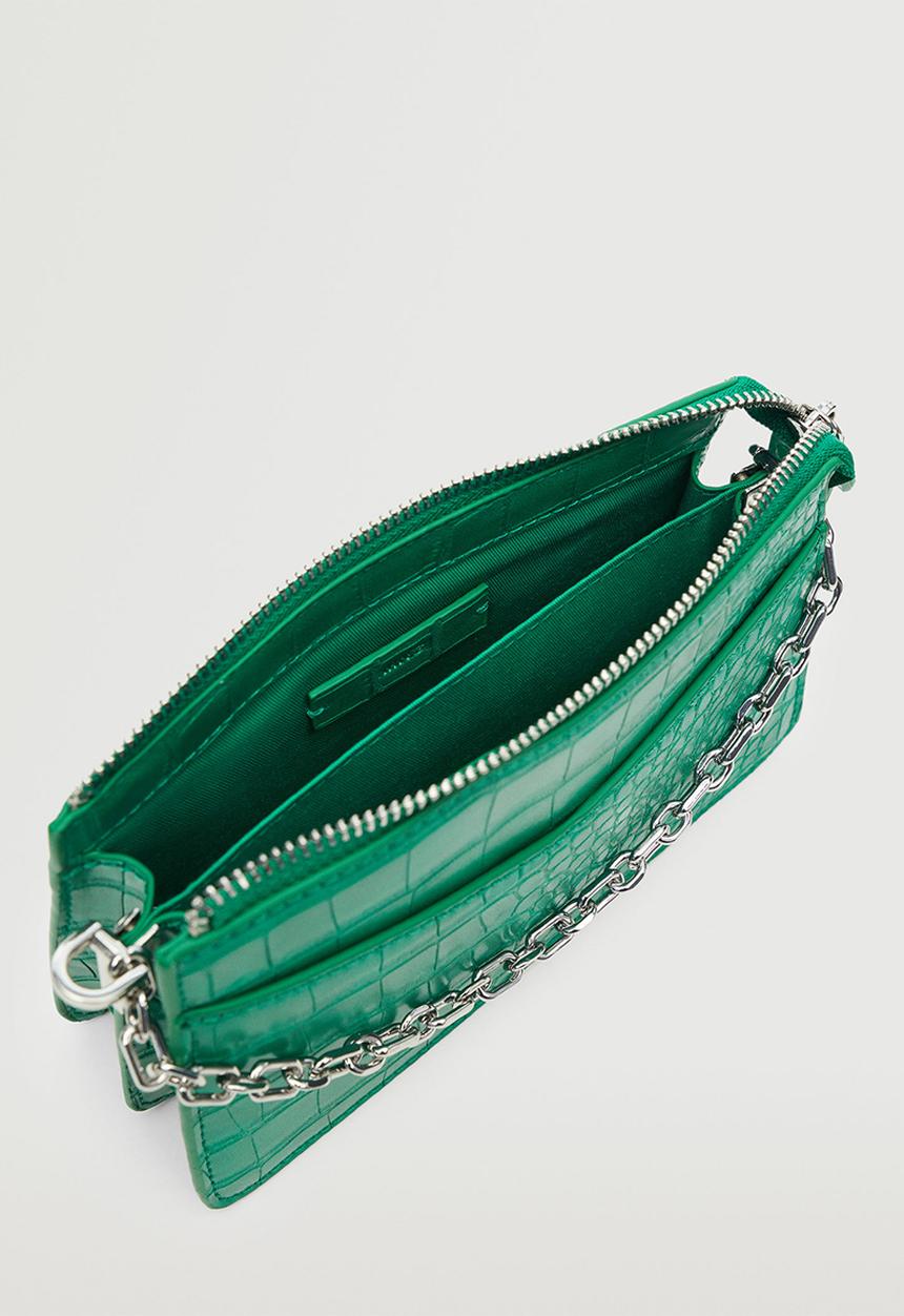 MANGO - Croc-effect cross body bag - green