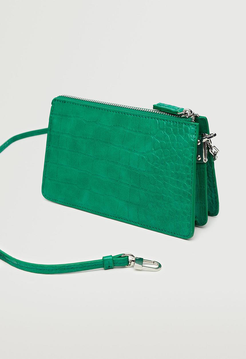 MANGO - Croc-effect cross body bag - green