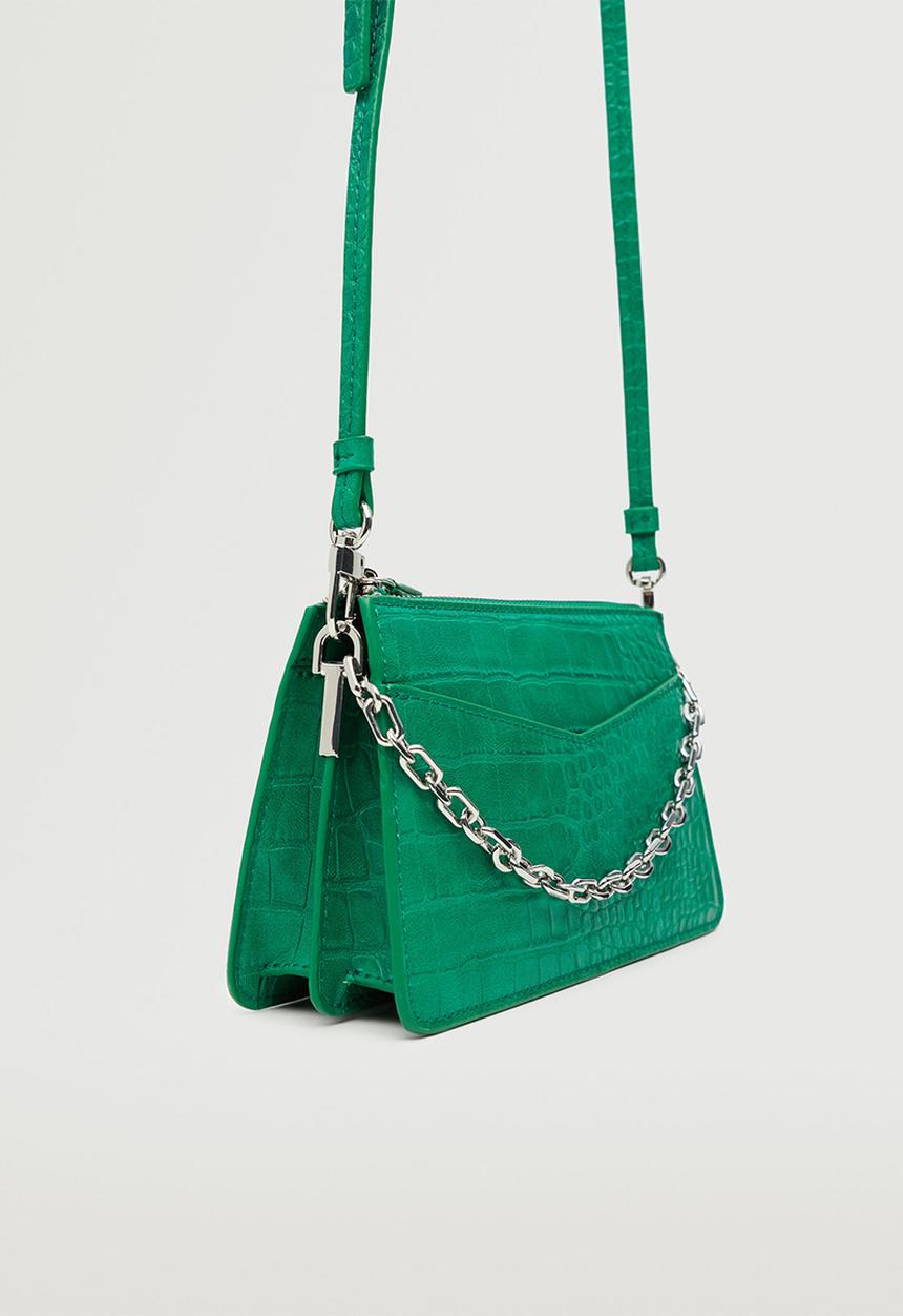 MANGO - Croc-effect cross body bag - green