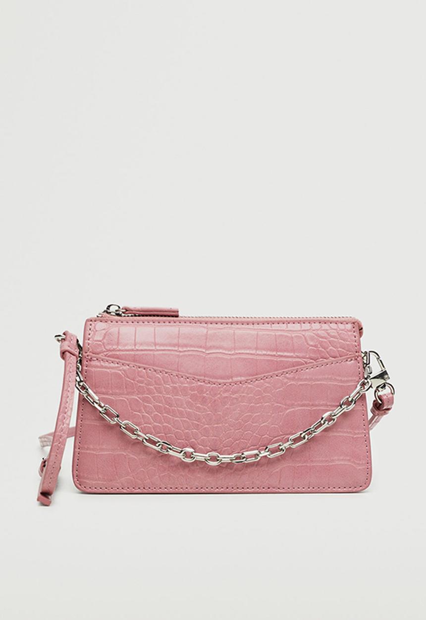 MANGO - Croc-effect cross body bag - pink