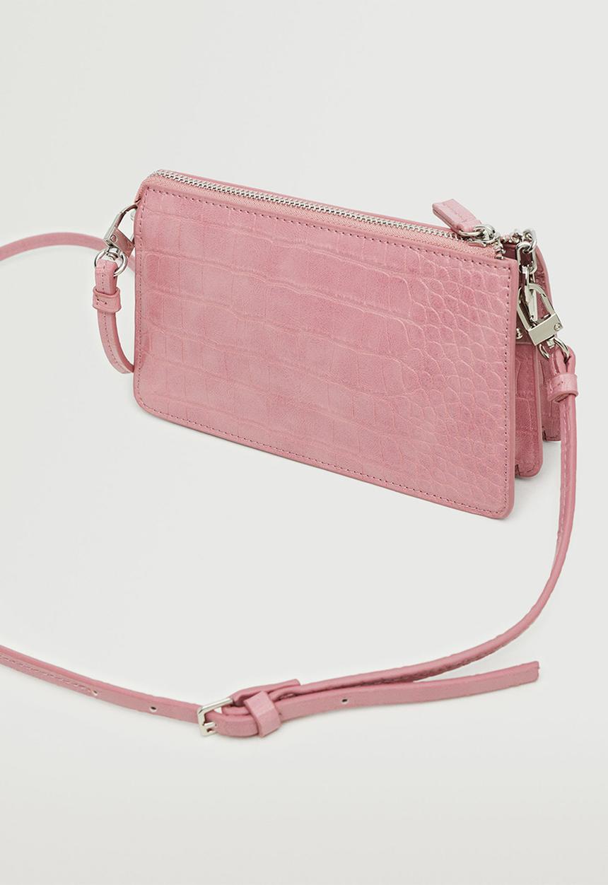 MANGO - Croc-effect cross body bag - pink