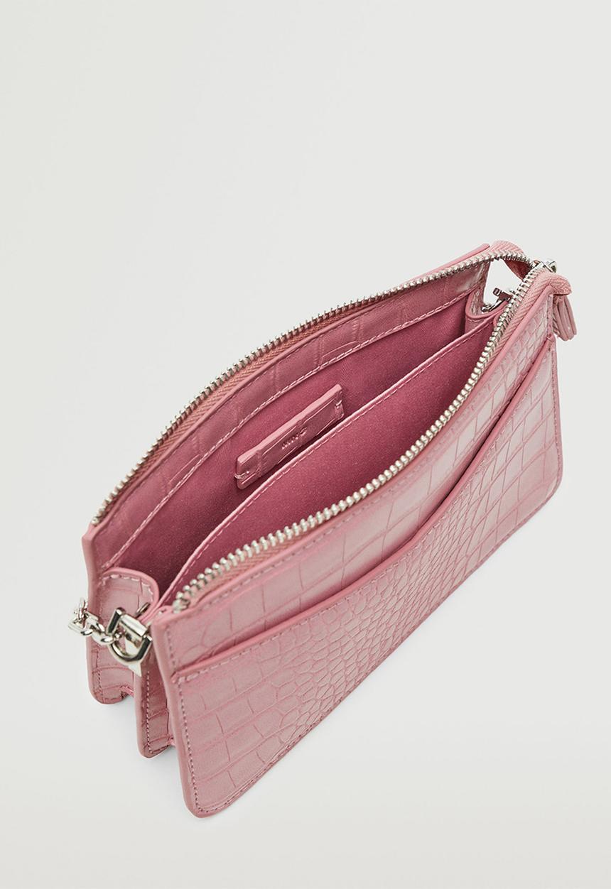 MANGO - Croc-effect cross body bag - pink