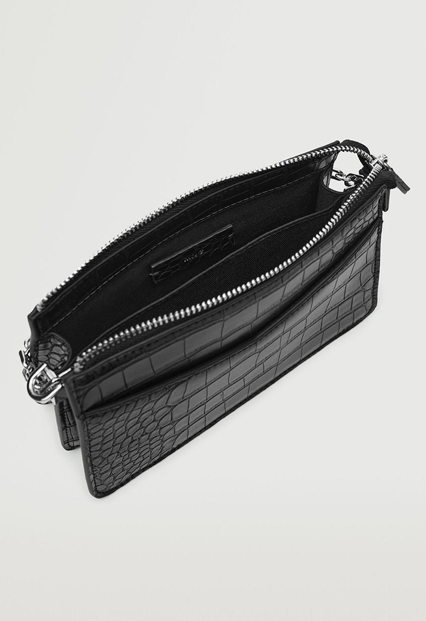 MANGO - Croc-effect cross body bag - black