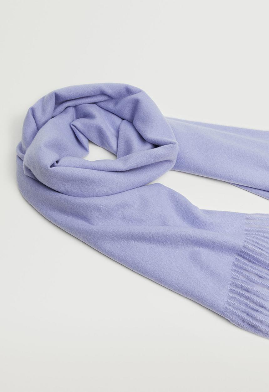 MANGO - Fringes knit scarf - lavender