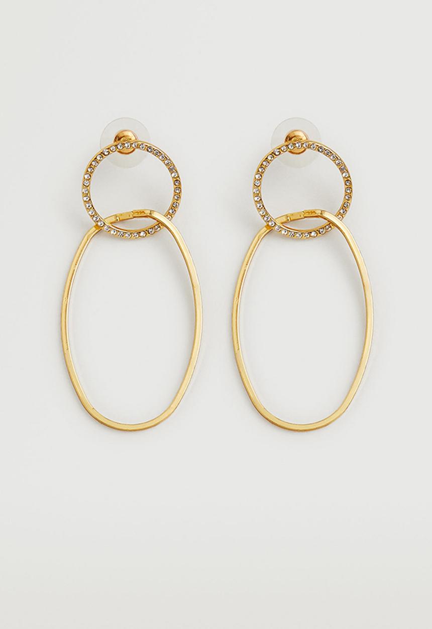 MANGO - Sparkled hoop earrings - gold
