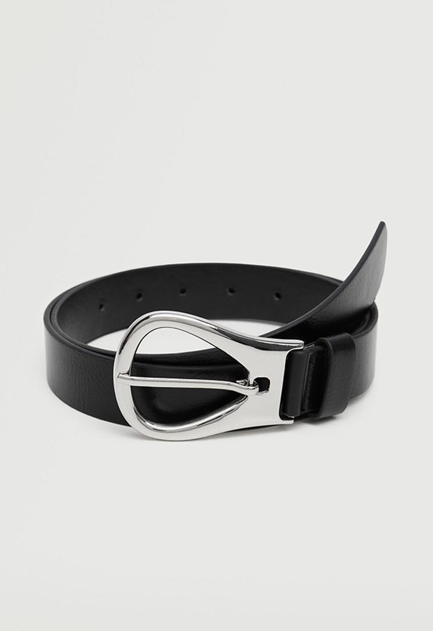 MANGO - Metal buckle belt - black