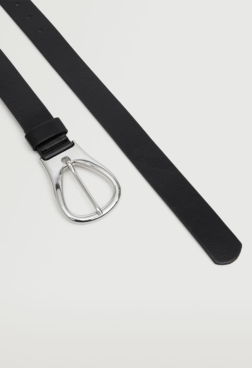 MANGO - Metal buckle belt - black