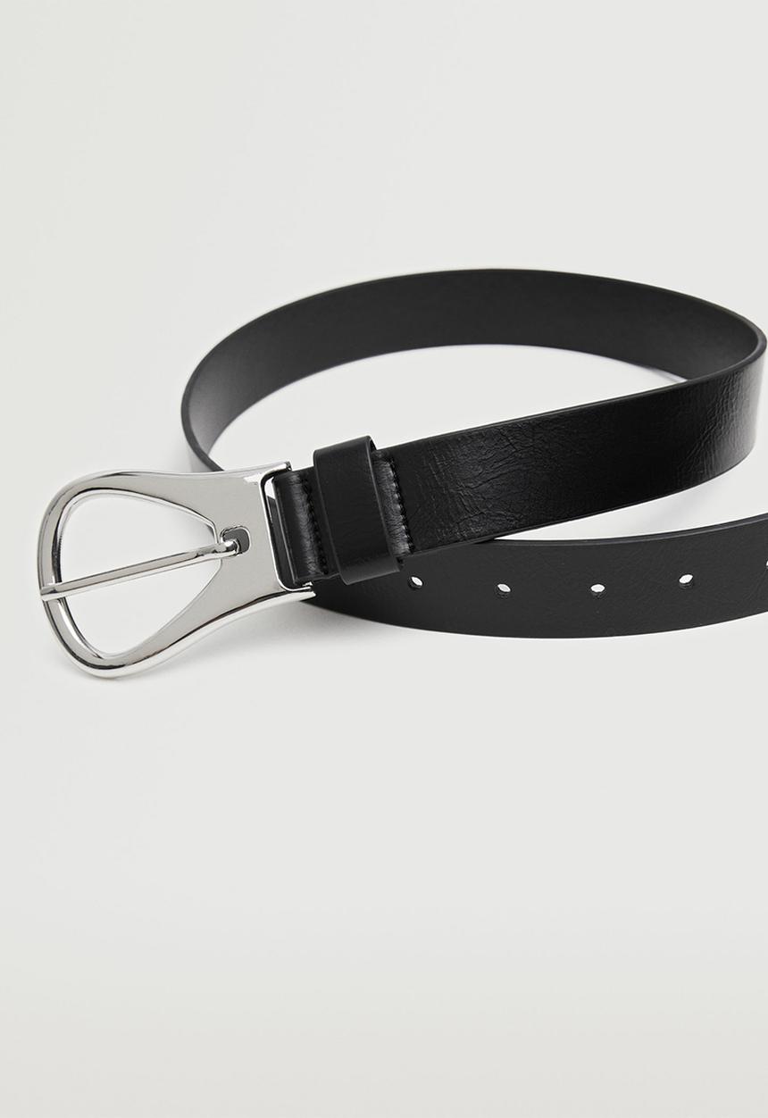 MANGO - Metal buckle belt - black