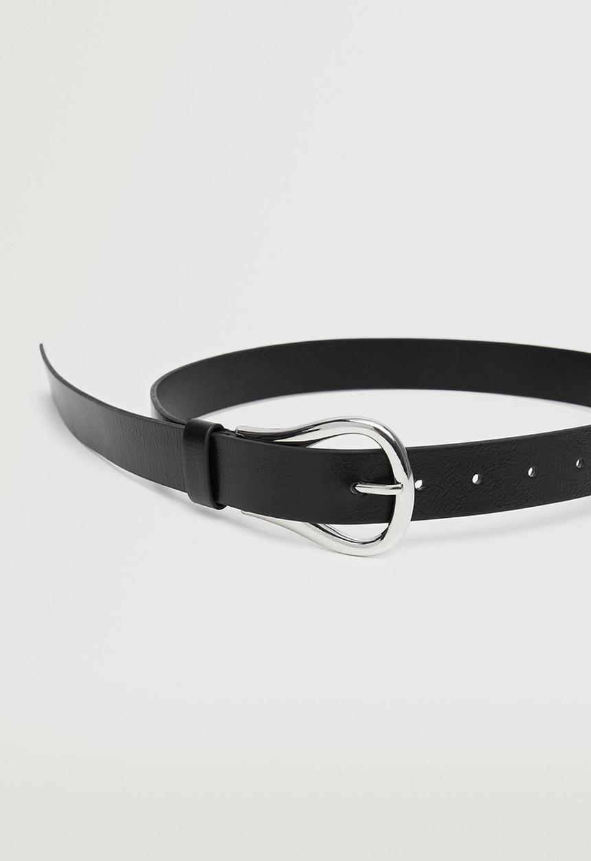 MANGO - Metal buckle belt - black