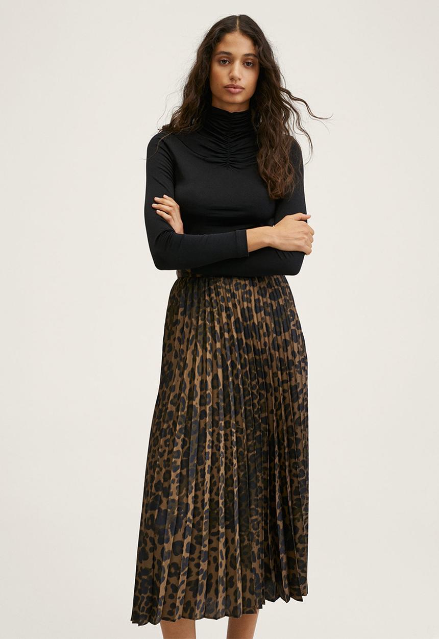 MANGO - Skirt leopardi - brown