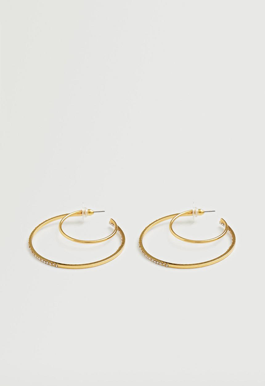 MANGO - Sparkled hoop earrings - gold