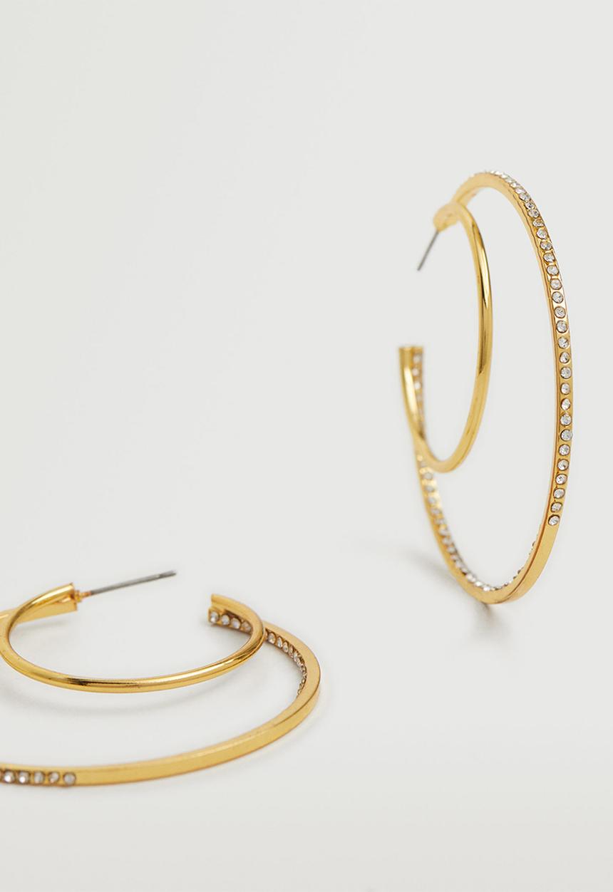 MANGO - Sparkled hoop earrings - gold